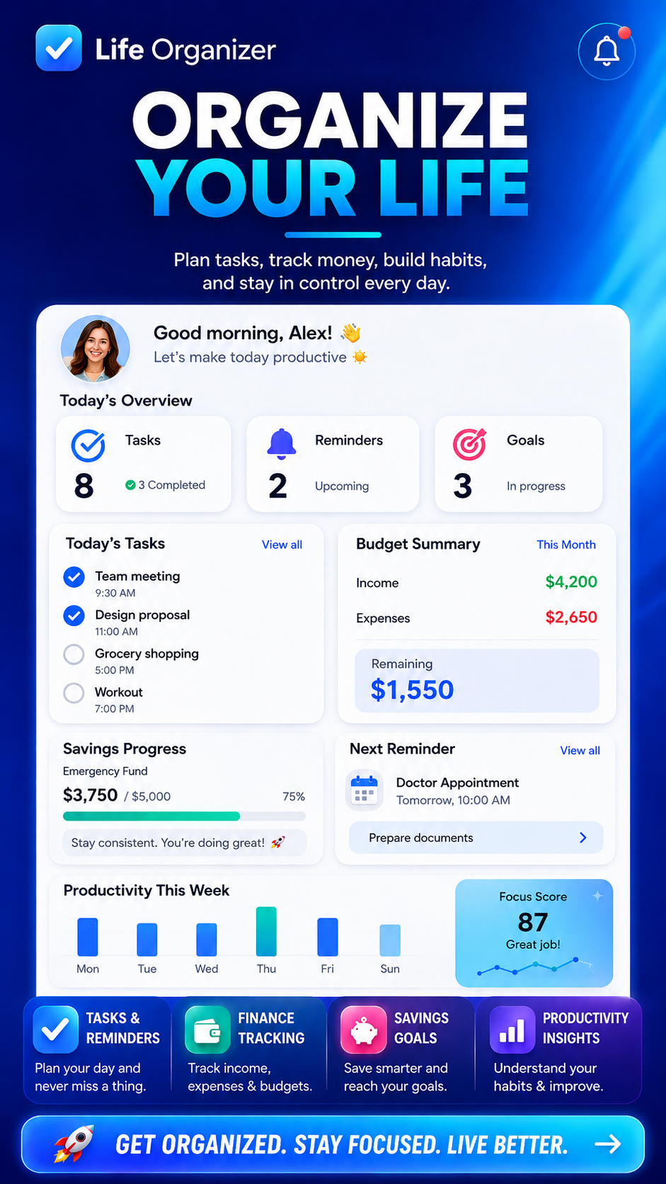 Life Organizer Android application screenshot